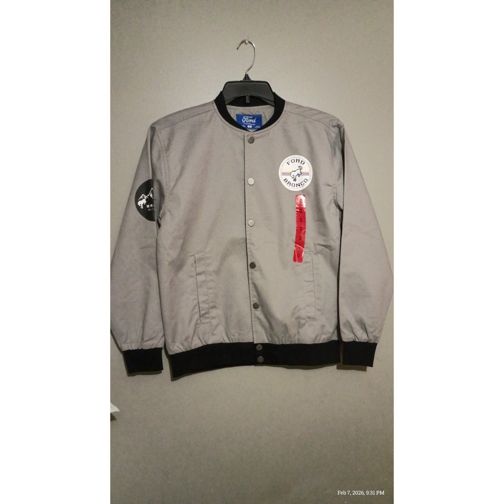 Ford Roadtrip Bronco Grey Driving Snap Down‎ Mens Jacket Size Small